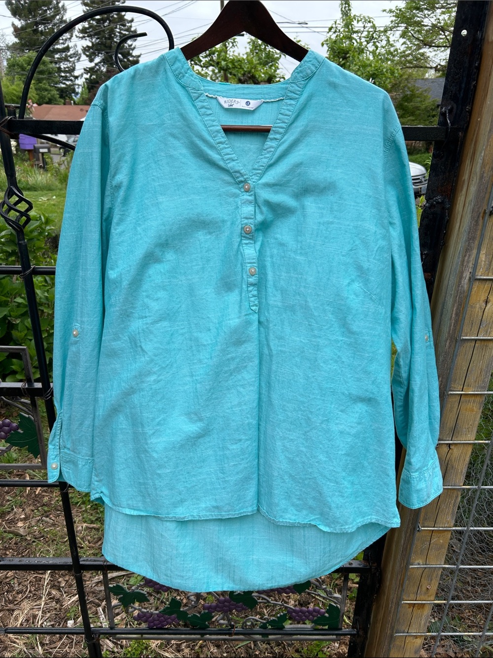 Riders by Lee aqua cotton long sleeve shirt size 1X